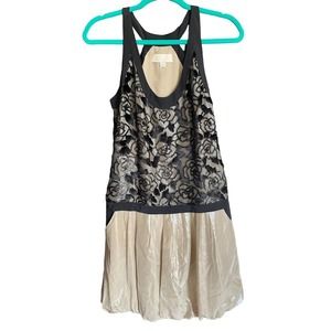 Benson Womens Silk Floral Lace Dress Sleeveless Size 0 Cream/Black